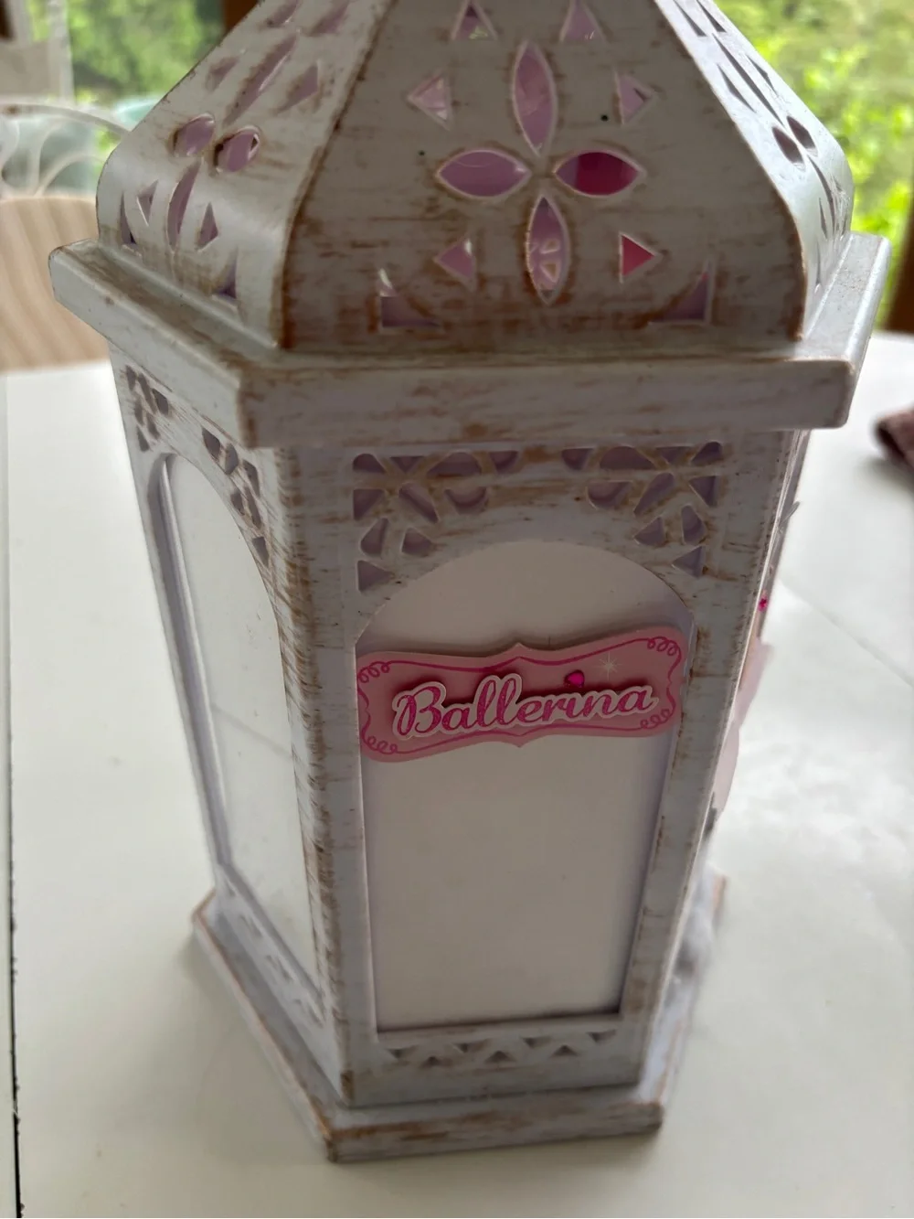 White and Pink Ballerina Decorative Lantern